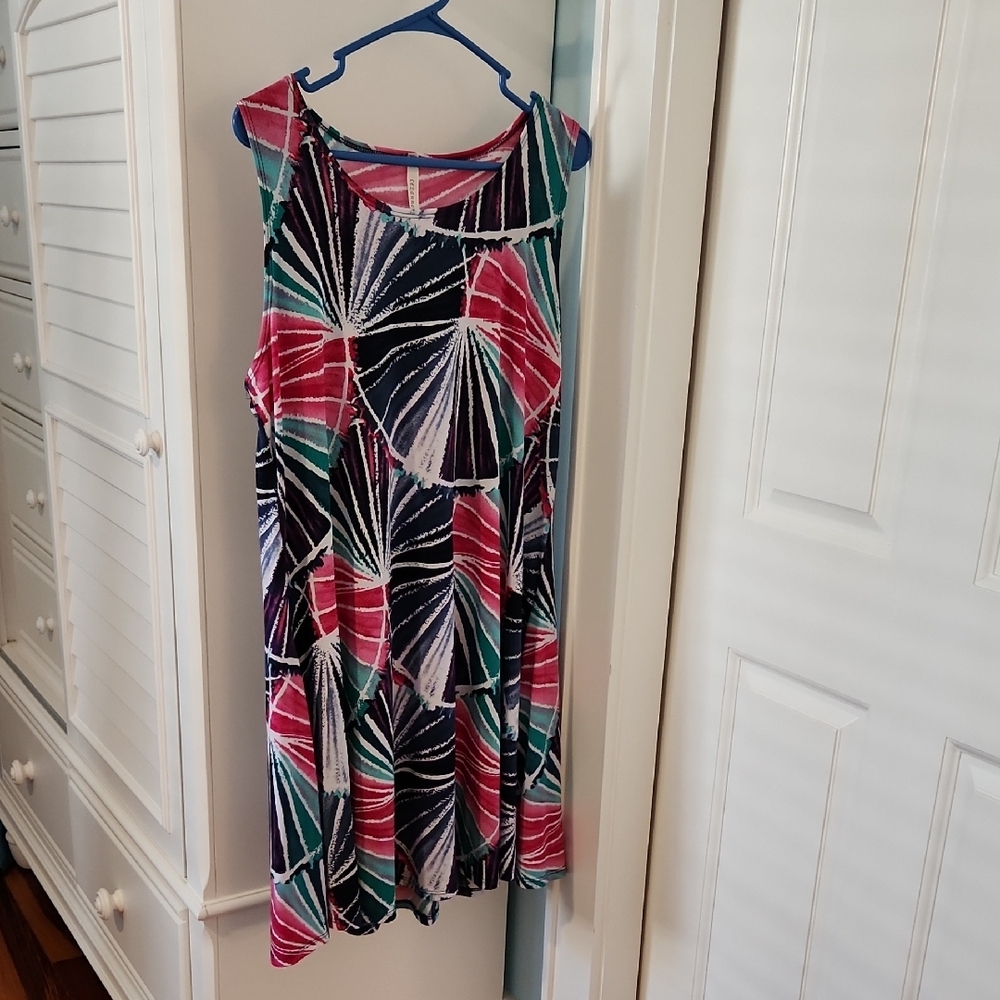 Cezanne Pink and Blue Sleeveless Sundress Coverup